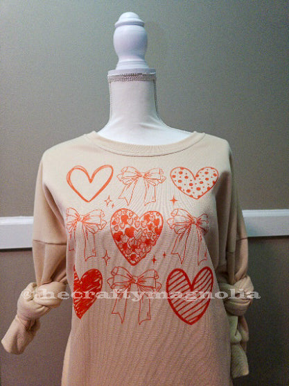 Hearts and bows valentines day sweatshirt